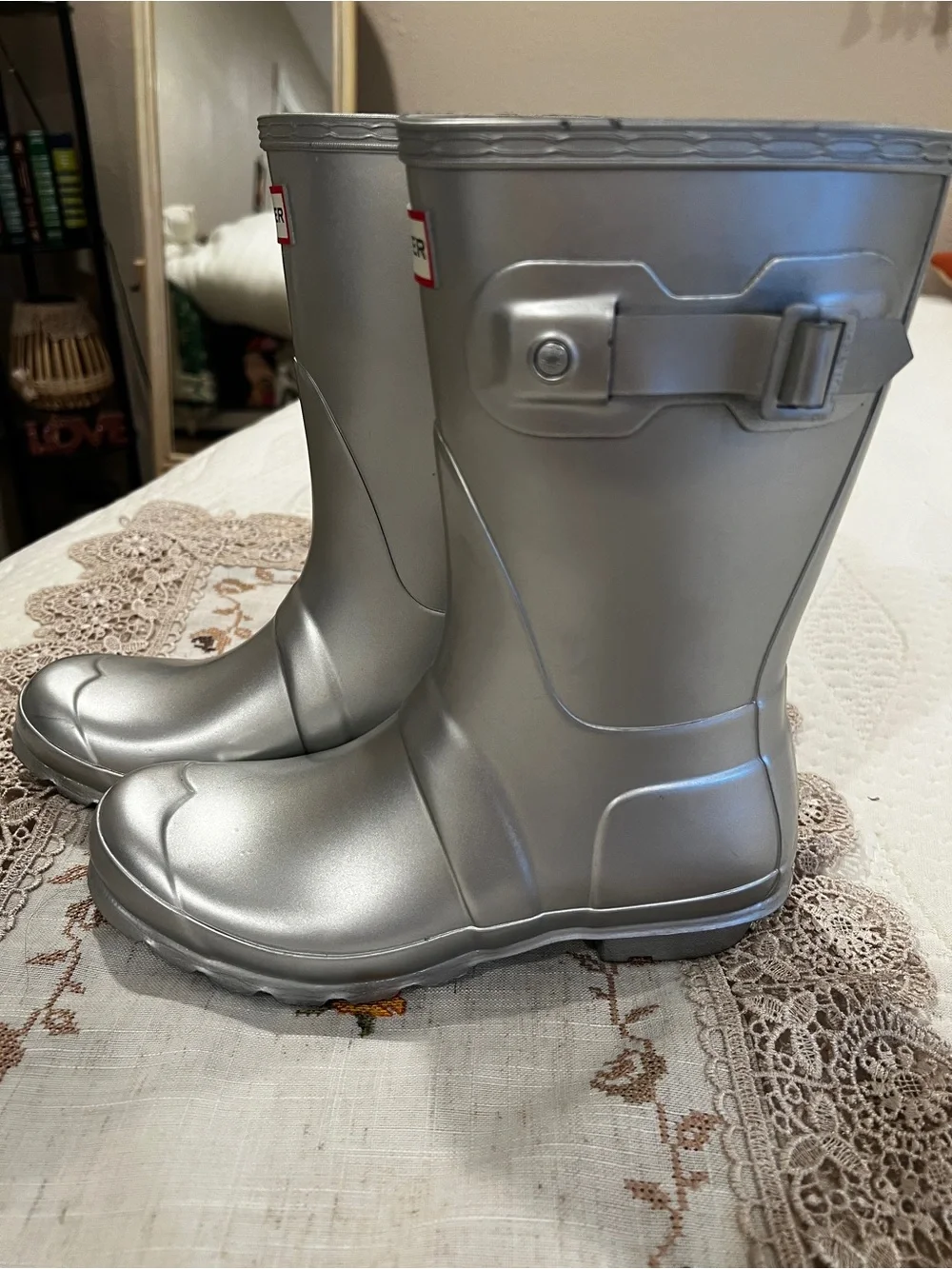 Hunter Women’s Silver Metallic Rain Boots